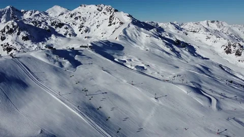 Austrian Alps Cold Mountain Top Snow Mountains Peaks Landscape Drone Aerial Stock Footage 167774581