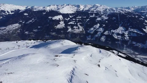 Austrian Alps Cold Mountain Top Snow Mountains Peaks Landscape Drone Aerial Stock Footage 167774685