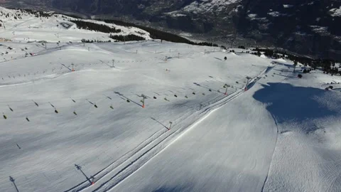 Austrian Alps Cold Mountain Top Snow Mountains Peaks Landscape Drone Aerial Stock Footage 167774749
