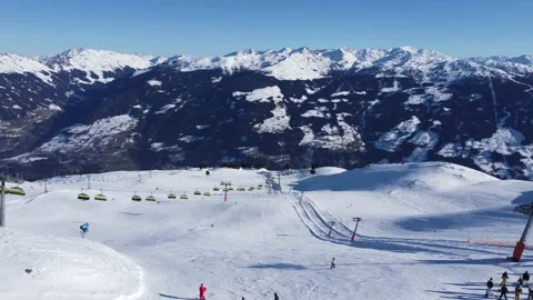 Austrian Alps Cold Mountain Top Snow Mountains Peaks Landscape Drone Aerial Stock Footage 173289089