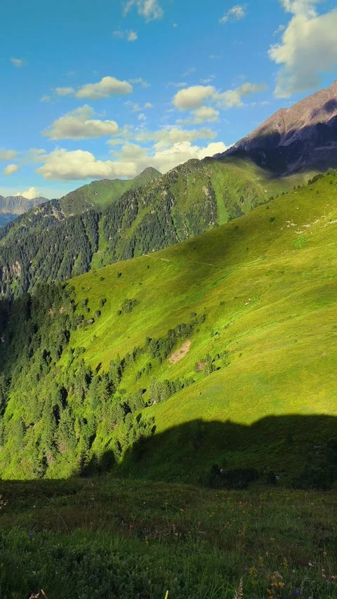 Austrian Alps Landscape: Rolling Hills, Mountain Valleys Stock-Footage 313504572