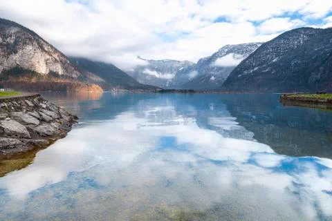 Austrian Alps reflected in water Foto stock