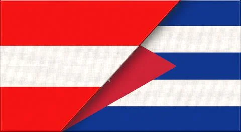 Austrian and Cuban flag in one. Austria - Cuba relations. Stock Illustration