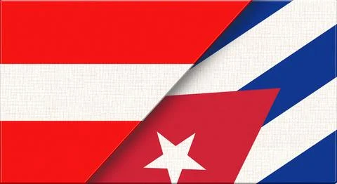 Austrian and Cuban flag in one. Austria - Cuba relations. Stock Illustration