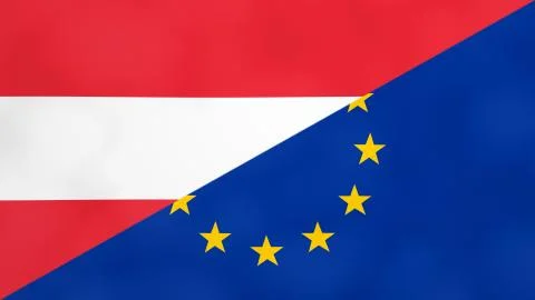 Austrian and Europe split flag. Brexit concept of Austria leaving European Un Stock Illustration