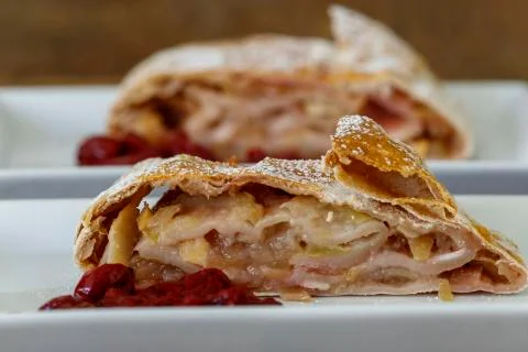 Austrian apple strudel Stock Photos