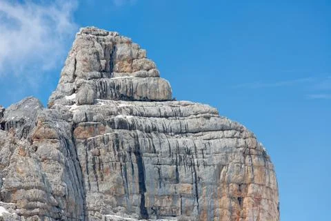 Austrian Dachstein mountain peak with bare rocks and clear sky Stock Photos