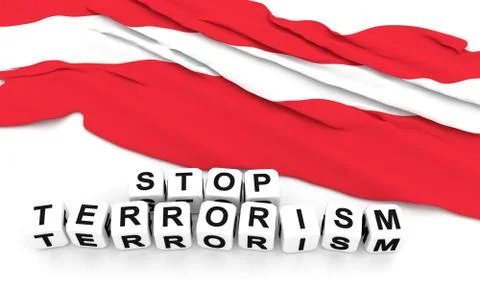 Austrian flag and text stop terrorism. Stock Photos