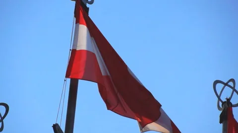 Austrian flag on the background of sky Stockbeeldmateriaal 68743065