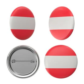 Austrian flag badges red white and red button pins Stock Illustration