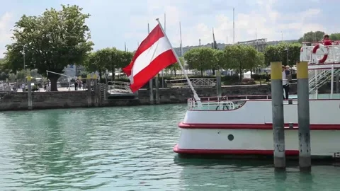 Austrian flag on a boat 動画素材 203940308