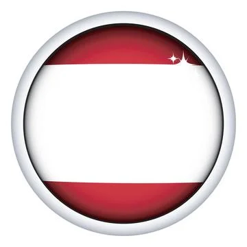 Austrian flag button Austrian sphere flag button, isolated vector on white... Foto stock
