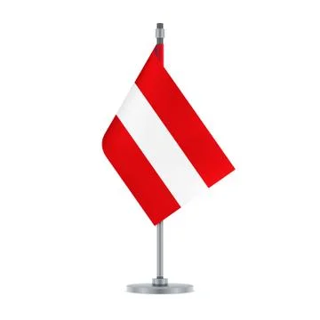 Austrian flag hanging on the metallic pole, vector illustration Stock Illustration
