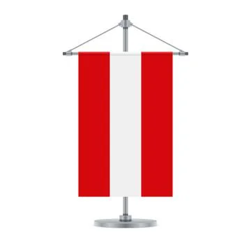 Austrian flag on the metallic cross pole, vector illustration Stock-Illustration
