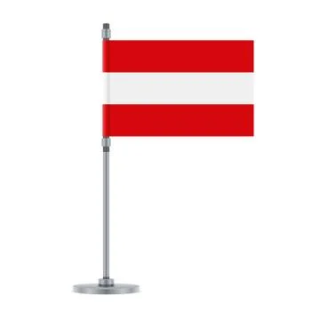 Austrian flag on the metallic pole, vector illustration Stock Illustration