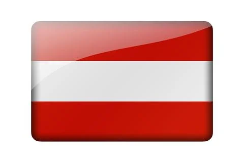 The Austrian flag. Rectangular glossy icon. Isolated on white background Stock Illustration