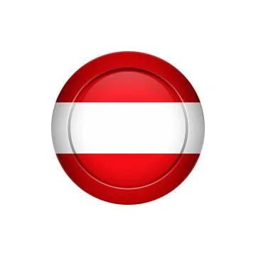 Austrian flag on the round button, vector illustration Stock Illustration