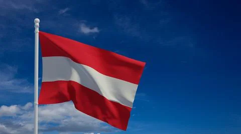 Austrian flag, waving in the wind - 3d rendering - CGI イラスト素材