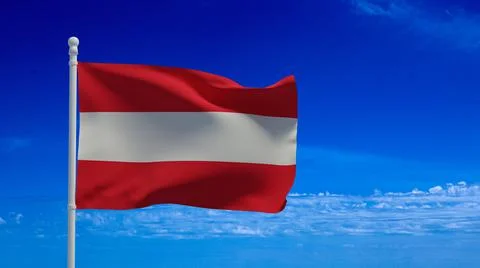 Austrian flag, waving in the wind - 3d rendering - CGI Stockillustratie