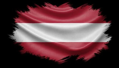 The Austrian flag waving in the wind with a black background Stock Illustration