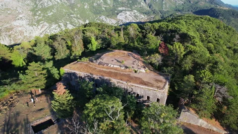 Austrian fort vrmac drone flight Stock Footage 168913769