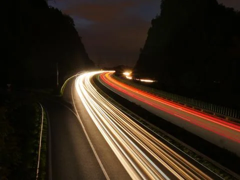Austrian highway at night Stock Photos