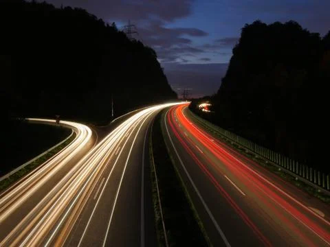 Austrian highway at night Stock Photos