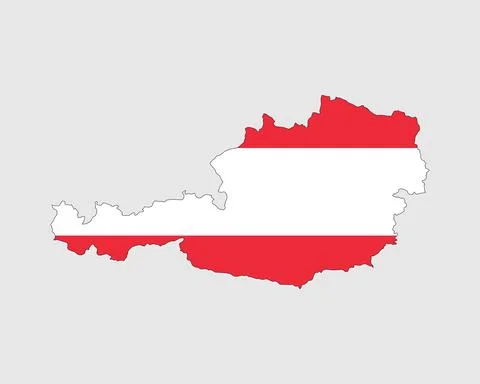 Austrian Map Flag. Map of Austria with country flag of Austria Stock Illustration