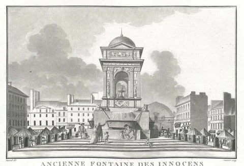 Austrian Museums, 17th-20th ct, Ancience Fountain of Innocens Replace Au Medieu Stock Photos