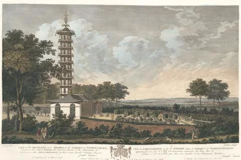 Austrian Museums, 17th-20th ct, View of the Orangery, and Pagoda, in the Garden Fotos Stock