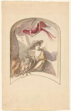 Austrian Museums, 17th-20th ct, Woman with fruit basket, a squirrel and parrot. Foto stock