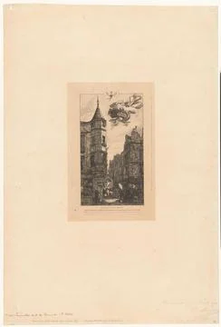 Austrian Museums, 17th-20th ct, Turret on angle of property to Rue de l'Ecole de Stock Photos