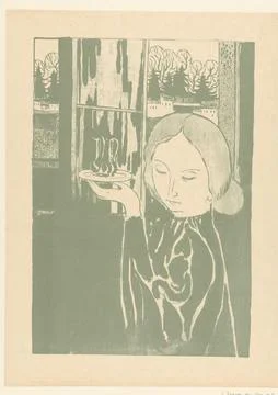 Austrian Museums, 17th-20th ct, Woman with watercan on tray; La femme l'Aiguire; Stock Photos