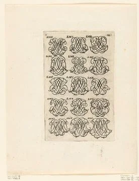 Austrian Museums, 17th-20th ct, Fifteen letter monograms (LMN-MNQ); Livre Stock Photos