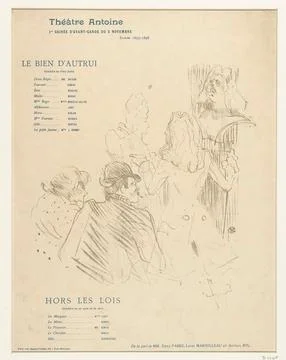 Austrian Museums, 17th-20th ct, Program for plays Le Bien d'Autrui and Hors les Stock Photos