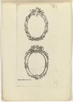 Austrian Museums, 17th-20th ct, Two oval picture frames; Iie. Cahier d'ovales et Stock Photos