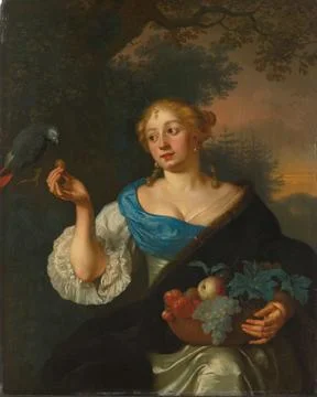 Austrian Museums, 17th-20th ct, A Young Woman With a Parrot. A young woman Foto stock