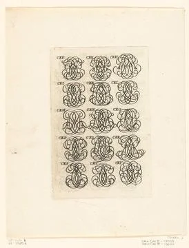 Austrian Museums, 17th-20th ct, Fifteen letter monograms (CEF CEV); Livre Stock Photos