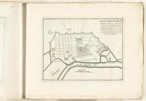 Austrian Museums, 17th-20th ct, Map of Rochefort, ca. 1702; Rochefort Ville dont Stock Photos