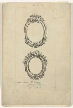 Austrian Museums, 17th-20th ct, Two oval picture frames; Iie. Cahier d'ovales et Stock Photos