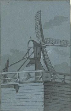 Austrian Museums, 17th-20th ct, Windmill with wooden substructure. Stock Photos