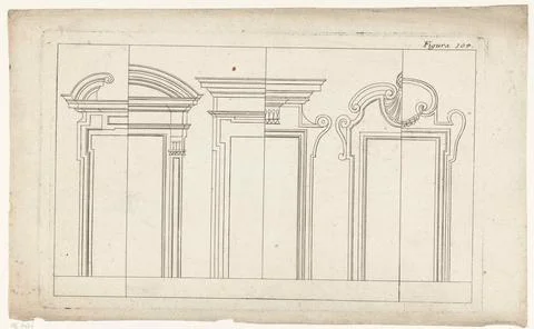 Austrian Museums, 17th-20th ct, Three window frames, each with variant; Foto stock