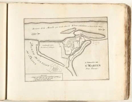Austrian Museums, 17th-20th ct, Map of the Abbey of St. Martin at Trier, ca. Stock Photos