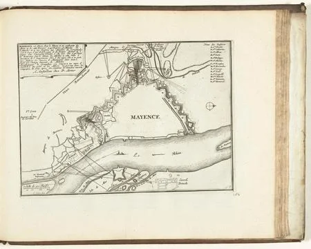 Austrian Museums, 17th-20th ct, Map of Mainz, 1726; Mayence, Est Situe dea Le Stock Photos