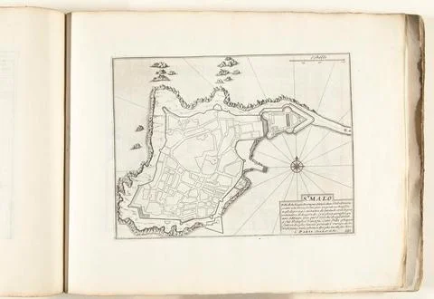 Austrian Museums, 17th-20th ct, Map of Saint-Malo, ca. 1702; St. Malo Ville de Stock Photos