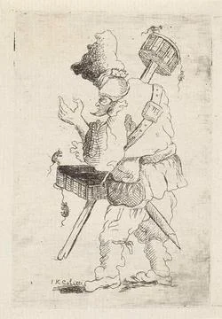 Austrian Museums, 17th-20th ct, Rat gifter. Parody on a print of Rembrandt with 库存照片