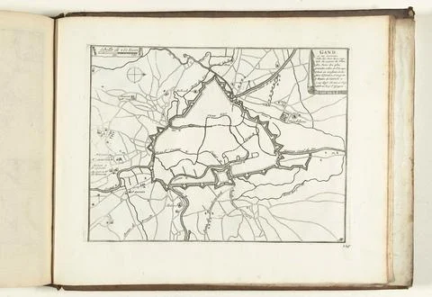 Austrian Museums, 17th-20th ct, Map of Ghent, 1726; Gand et les Environs Ville Fotos Stock
