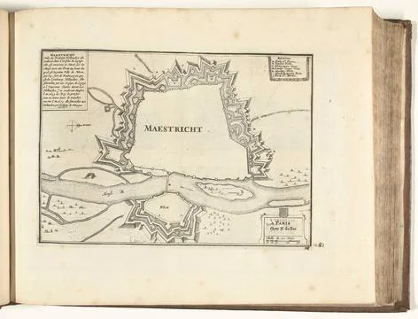Austrian Museums, 17th-20th ct, Map of Maastricht, 1726; Maestricht, Ville du Fotos Stock
