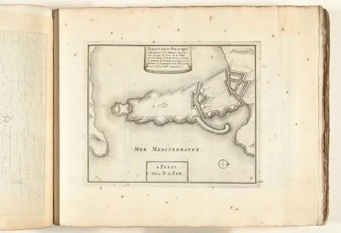 Austrian Museums, 17th-20th ct, Map of Syracuse, ca. 1702; Siracuse ou siracus Fotos Stock