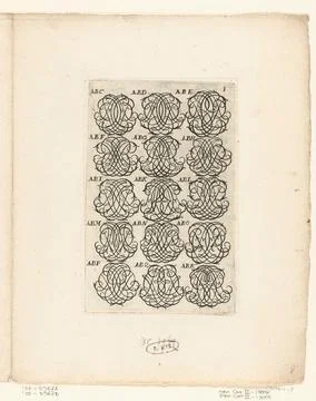 Austrian Museums, 17th-20th ct, Fifteen letter monograms (ABS-BCM); Livre Stock Photos